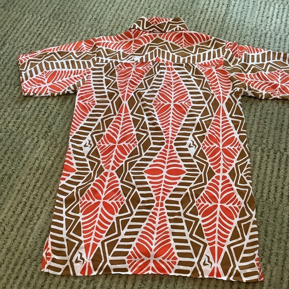 Missing Polynesia Pullover Top Small Adult Orange Brown - Picture 2 of 7